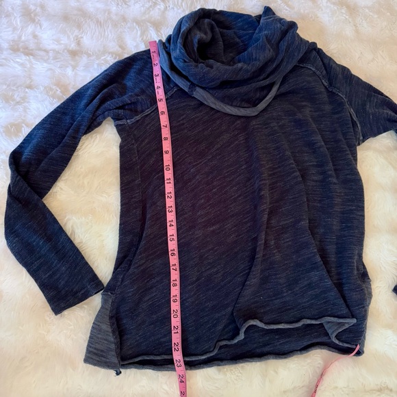 Free People Women's Cowl Neck Lightweight Navy Sweater - Picture 3 of 5